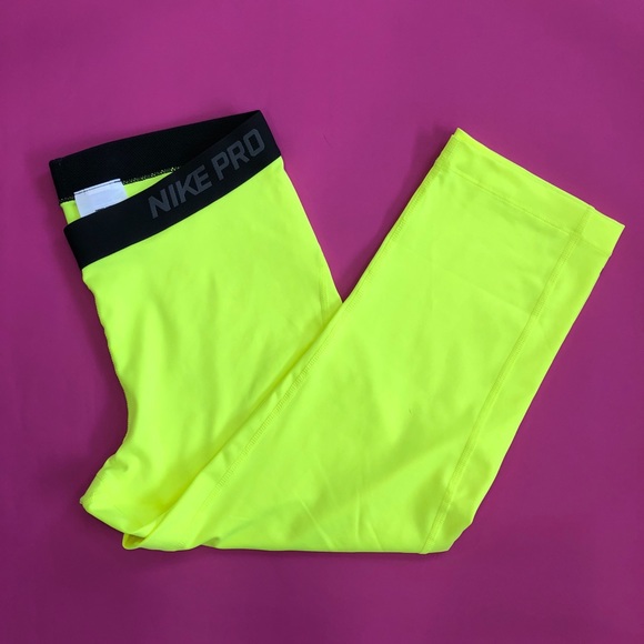 Nike Pants - Nike Pro Capri Leggings Neon Yellow